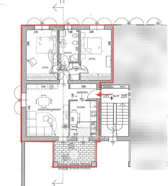 Plaan - Triplex with Terrace in Fossoli, Carpi