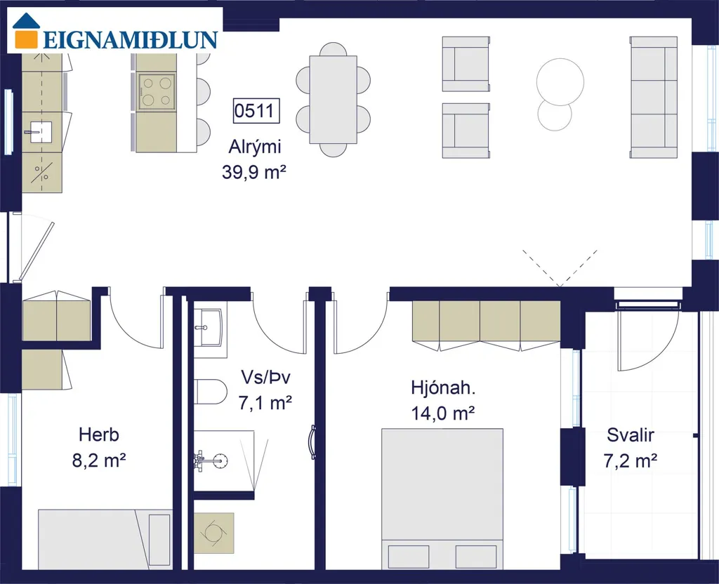 Planimetria - Apartment with Balcony in Reykjavik
