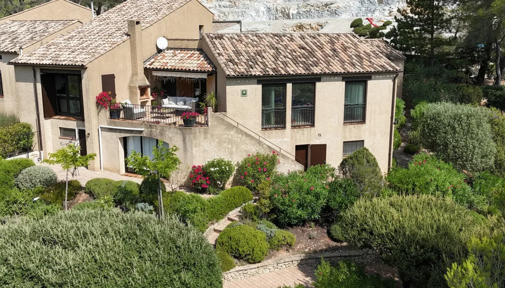 Vue aérienne - Villa pied dans l'eau avec port privé près du lac d'Esparron