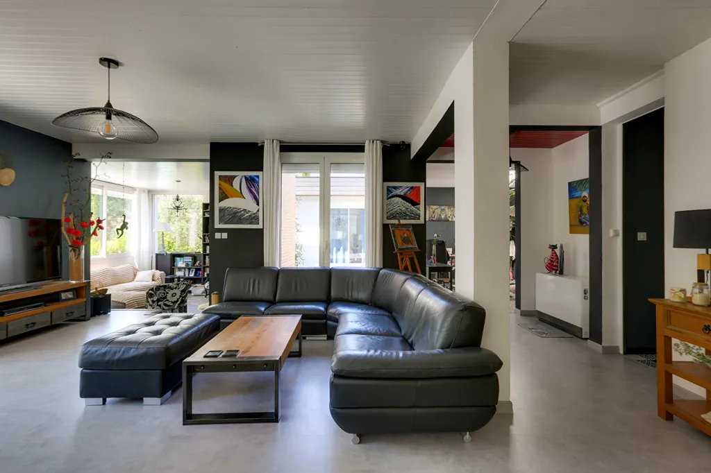 Living Room - Architectural Villa with Pool in Labatut