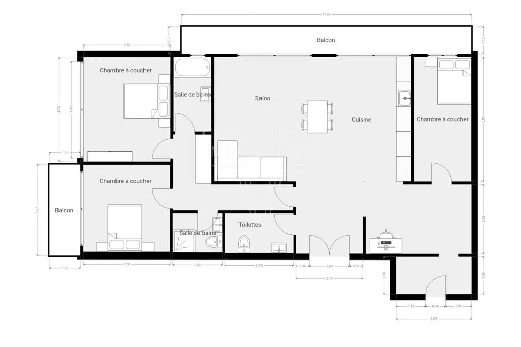 Plan - Appartement 5 pièces à Paris 16ème