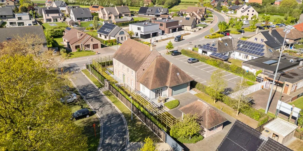 Aerial - Contemporary Villa with Terrace in Wingene