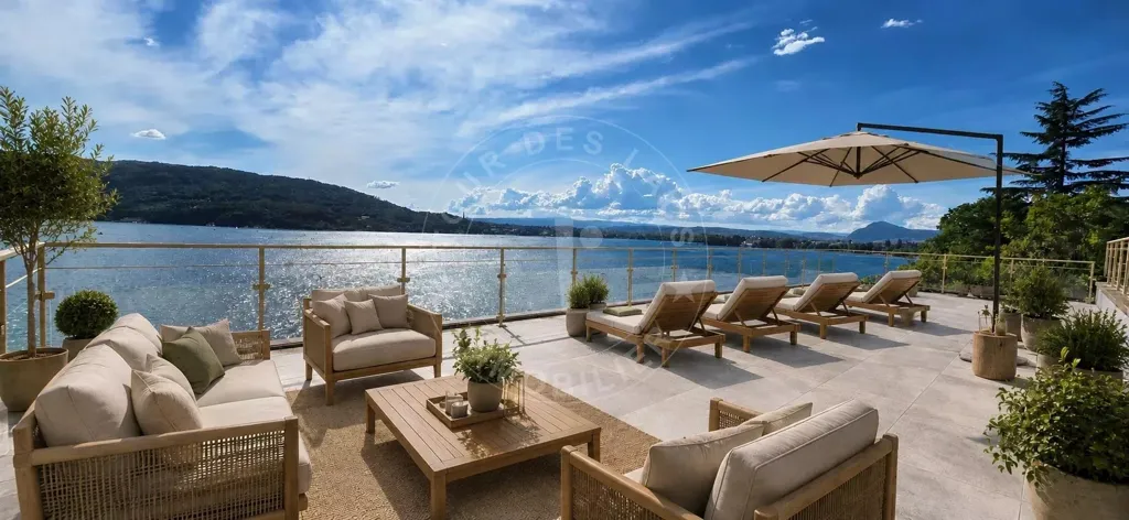 Terrasse - Maison avec Piscine et Vue Lac à Veyrier-du-Lac