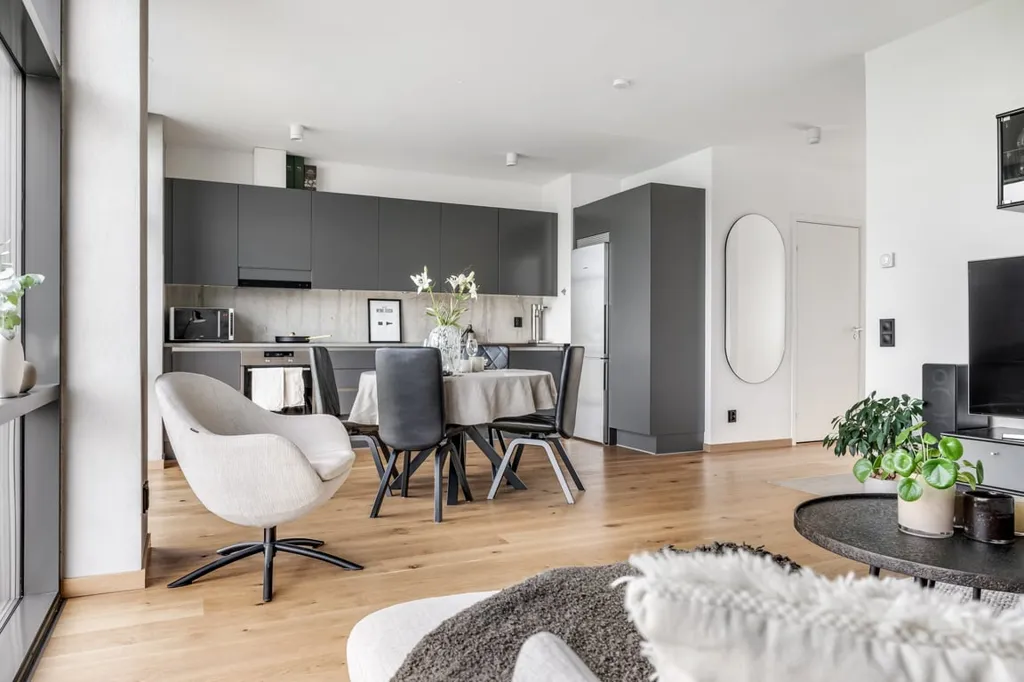 Séjour - Modern Two-Bedroom Flat with Vättern View in Jönköping