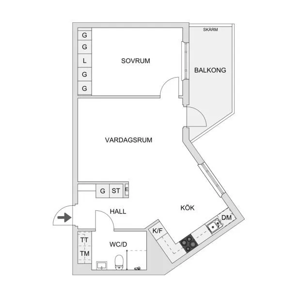 Floor Plan - Modern Two-Bedroom Flat with Balcony in Norra Djurgårdsstaden