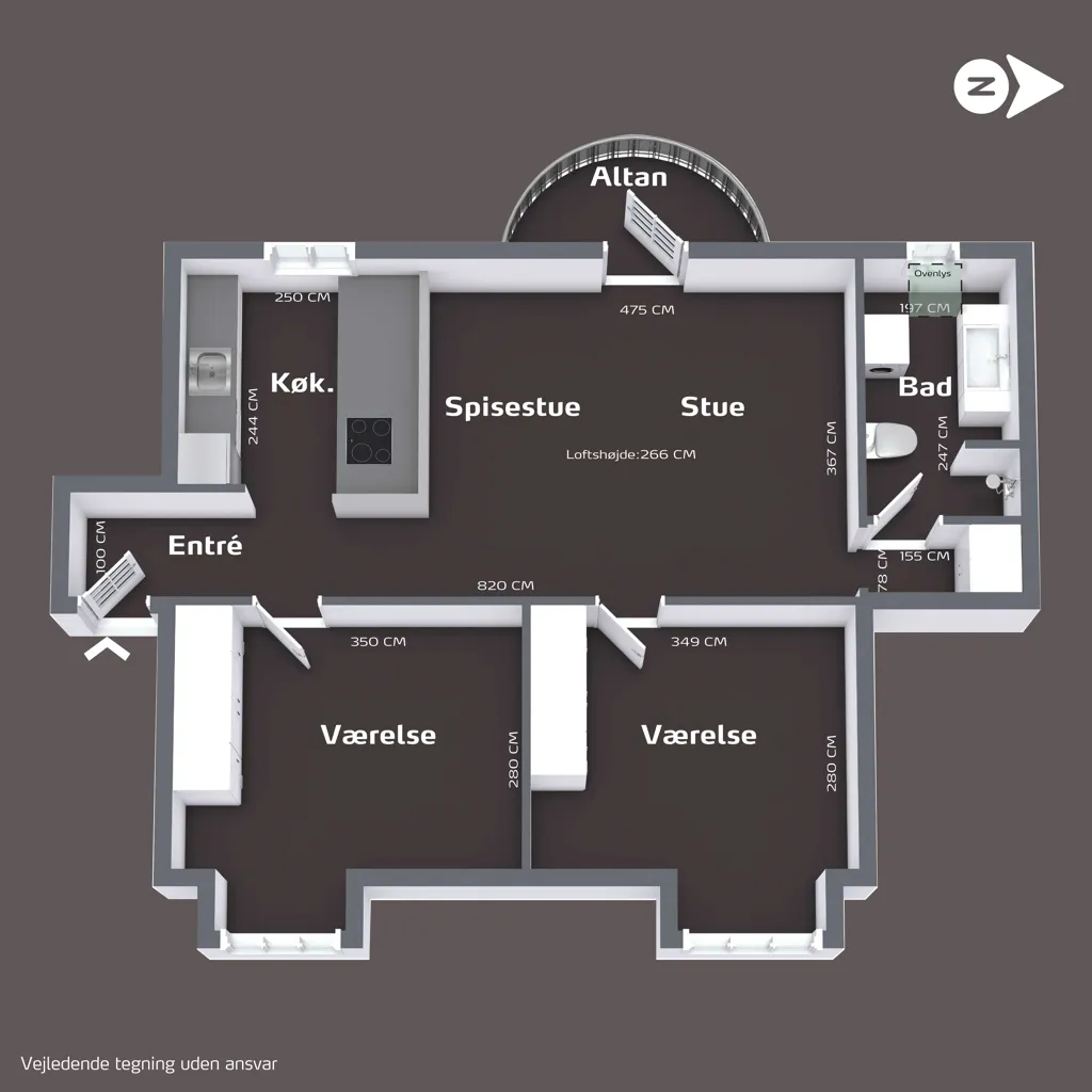 Planimetria - Characterful Flat with Large Windows in Fredensborg
