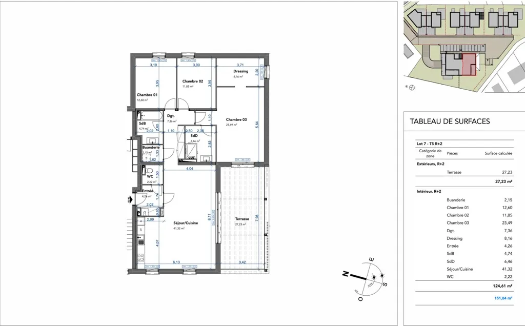 Floor Plan - T5 Apartment with South-Facing Terrace in Hancourt