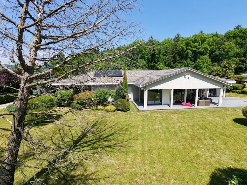 Aerial - Contemporary Villa with Pool in La Talaudière