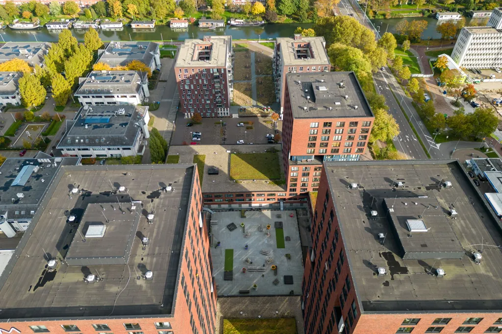 Vue aérienne - Studio Flat with Canal View in Utrecht