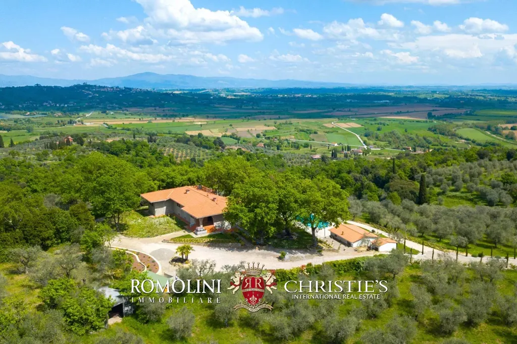 Aerial - Villa with Pool and Olive Grove in Sinalunga, Tuscany