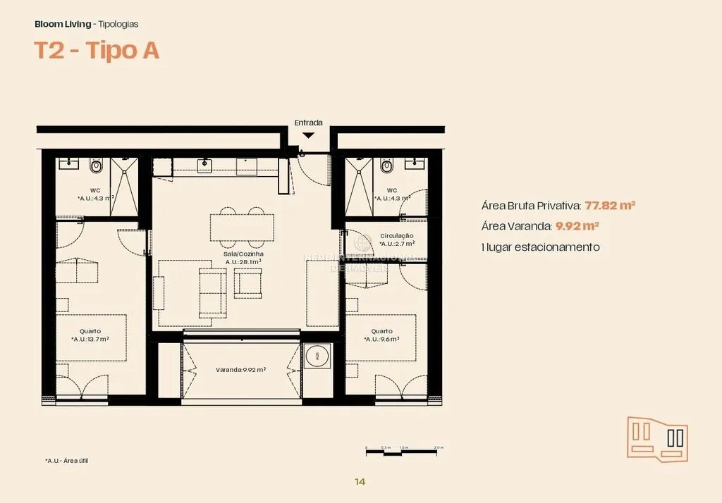Planimetria - Contemporary Apartment with Balcony in Maia