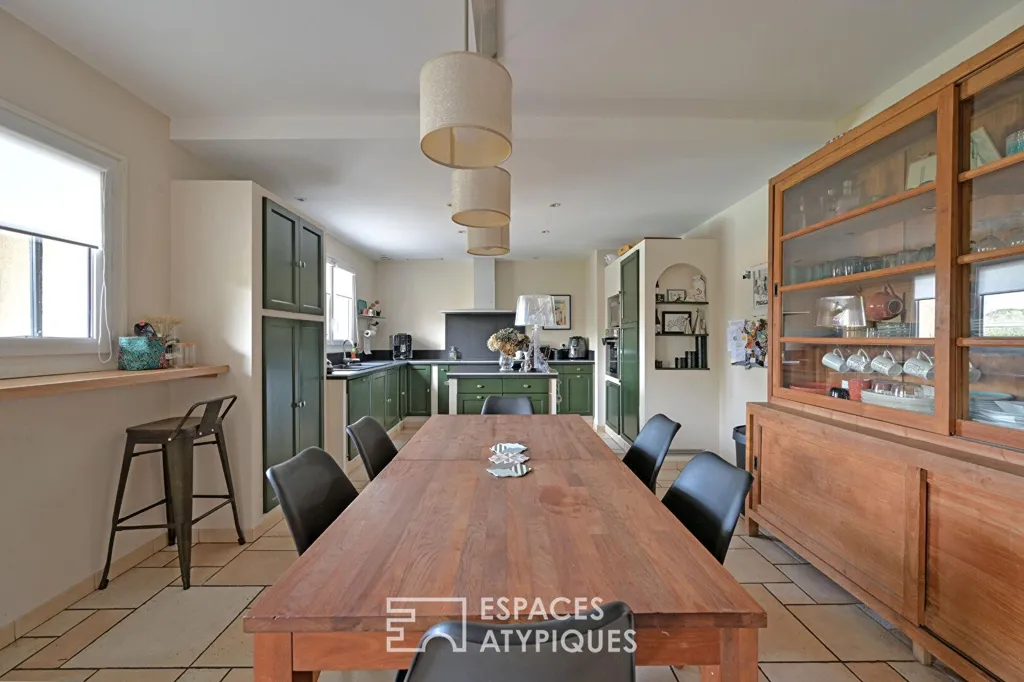 Dining Room - Renovated House with Pool and Studio in Caissargues