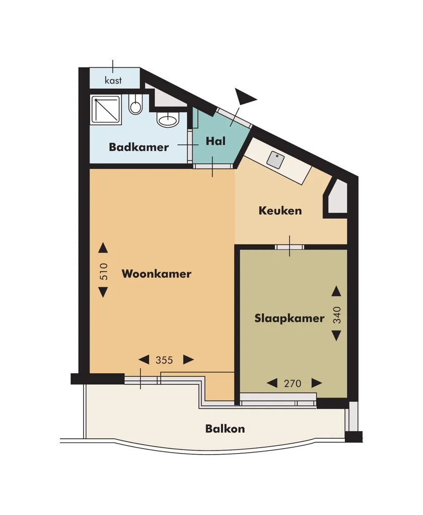 Plan - Furnished Studio with Balcony in Rotterdam Vreewijk