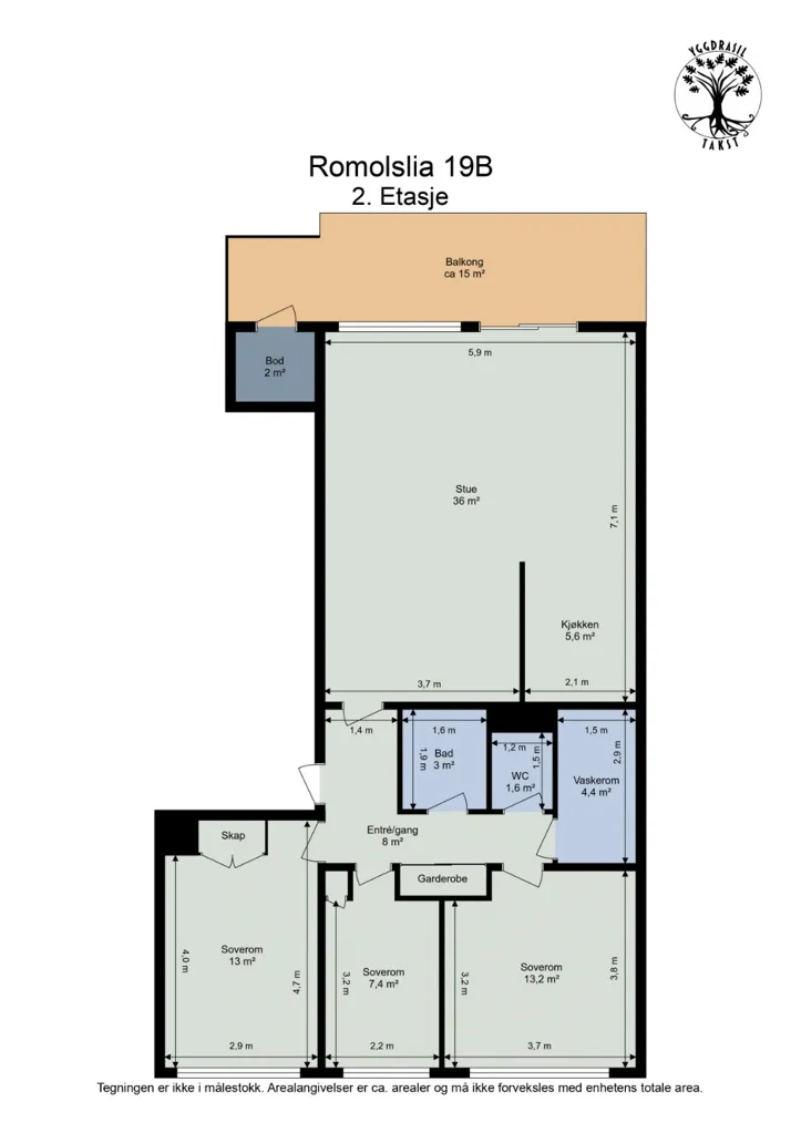 Plaan - 4-Bedroom Apartment with West-Facing Balcony in Trondheim