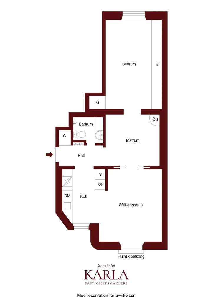 Plan - Parisian-Style Flat with Balcony in Vasastan
