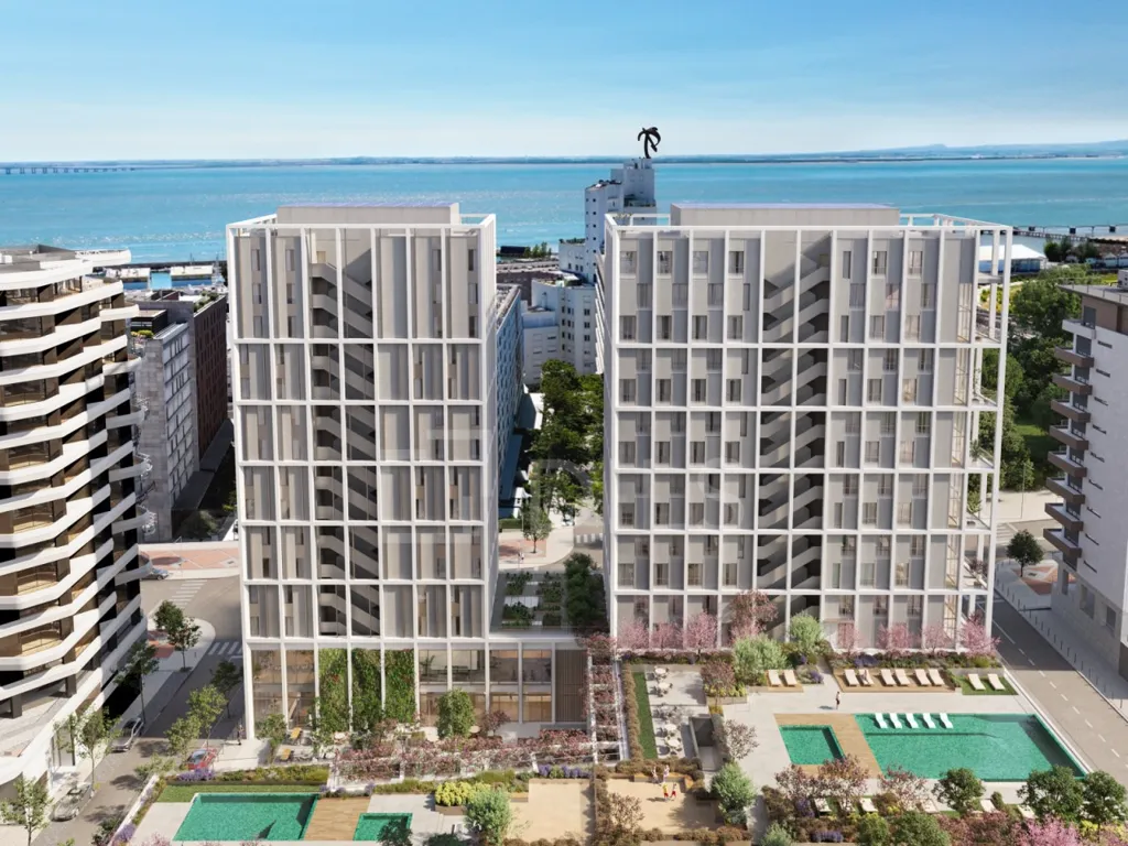 Vista aérea - T1 Apartment with River View in Parque das Nações