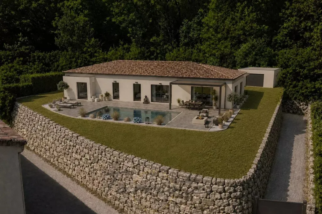 Vue aérienne - Terrain Constructible en Position Dominante à Montélimar