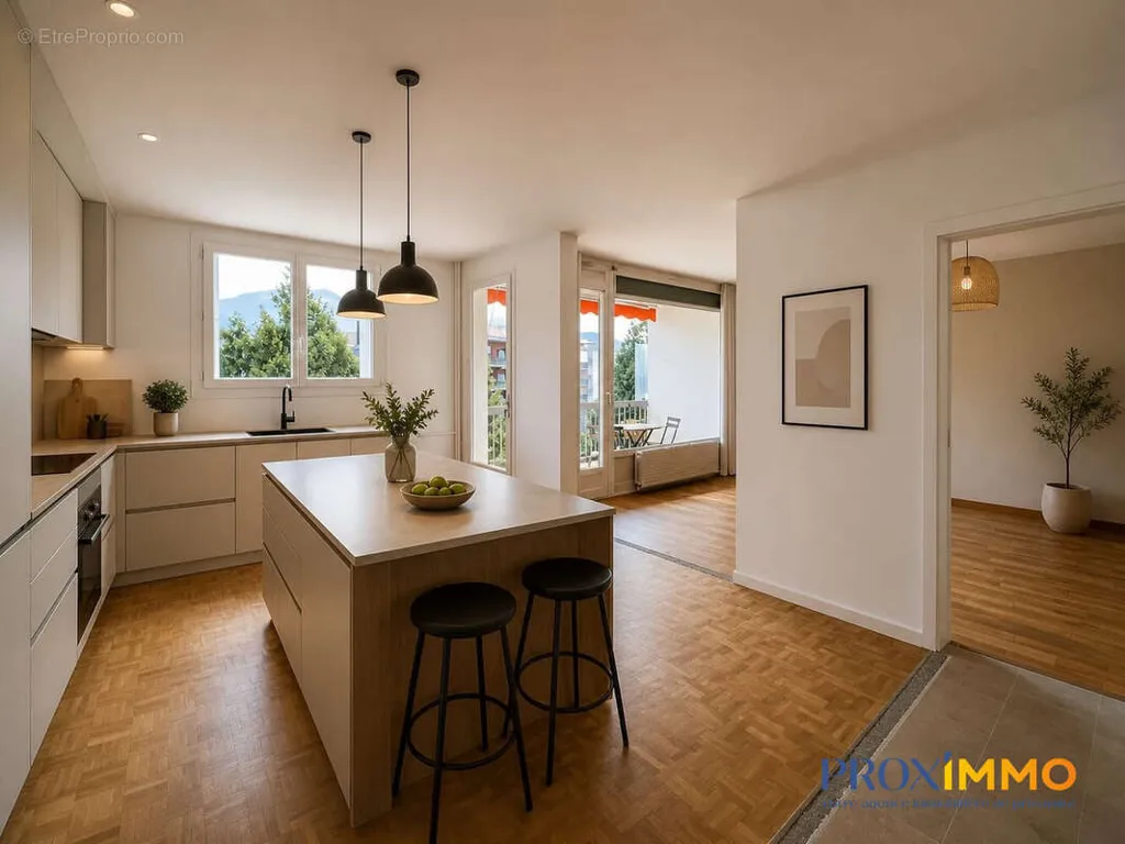 Cuisine - Appartement Traversant avec Terrasse à Voiron