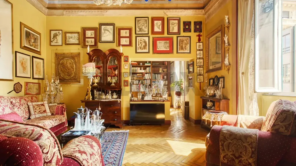 Séjour - Historic Apartment with Double Balcony in Novara