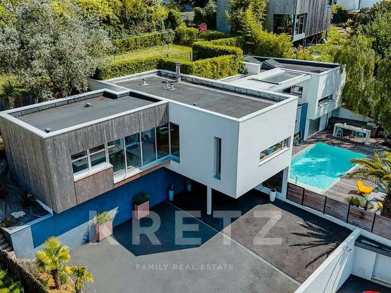 Aerial - Architect-designed Villa with Pool in Saint-Brieuc