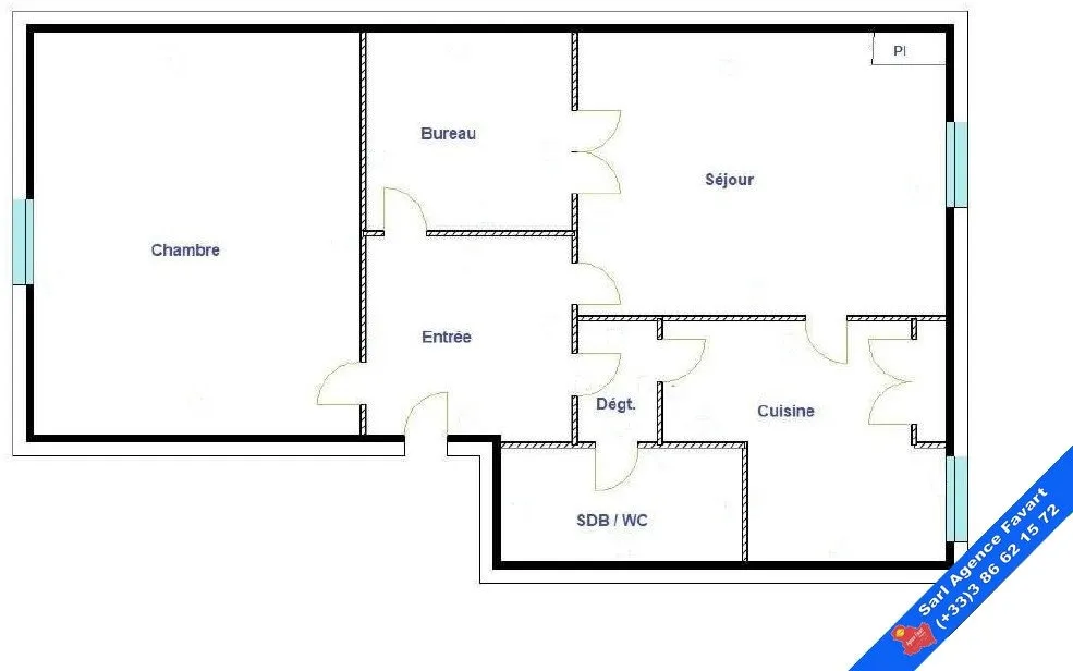 Plan - Appartement avec Bureau au 1er Étage à St André