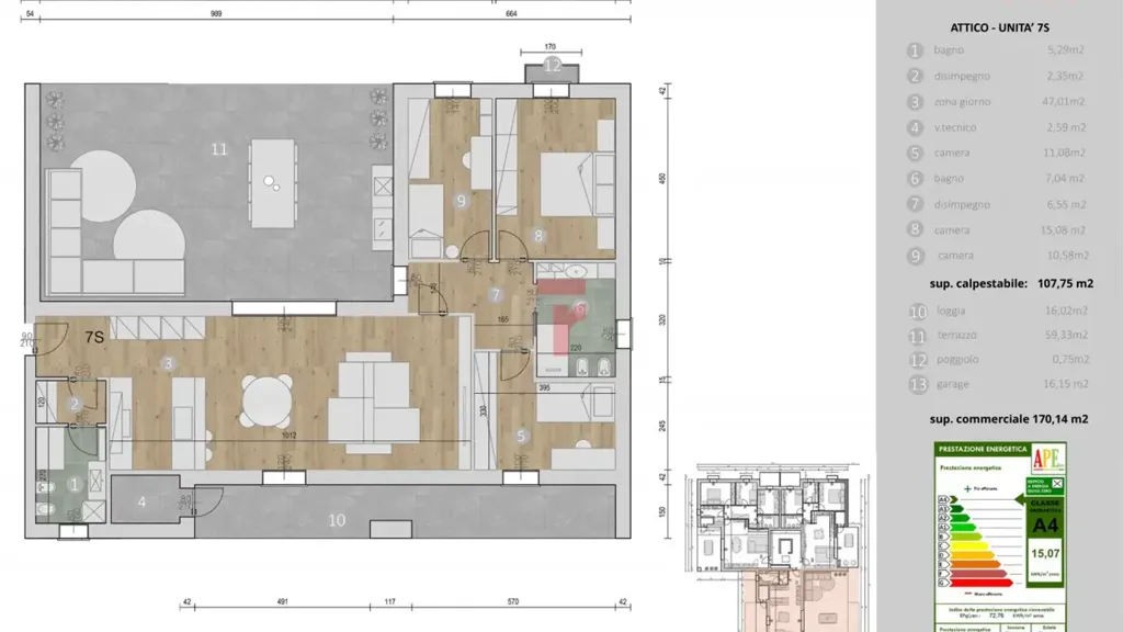 Floor Plan - Modern Penthouse with Large Terrace in Polverara