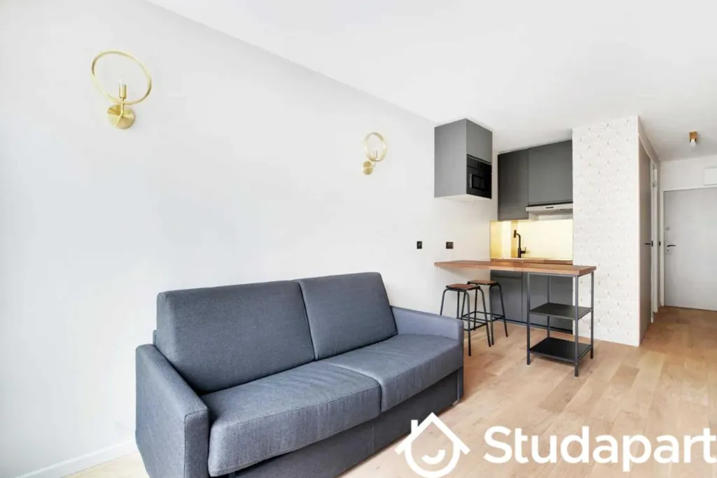 Séjour - Studio Meublé avec Terrasse dans Immeuble Sécurisé