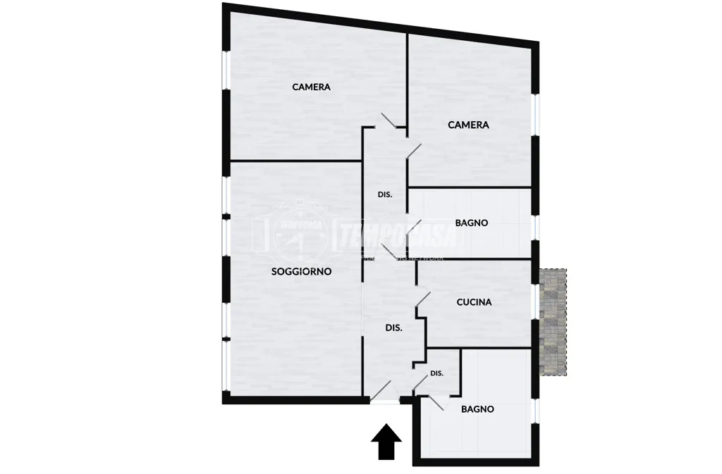 Plan - Rear-Facing Apartment with Balcony in Cantù