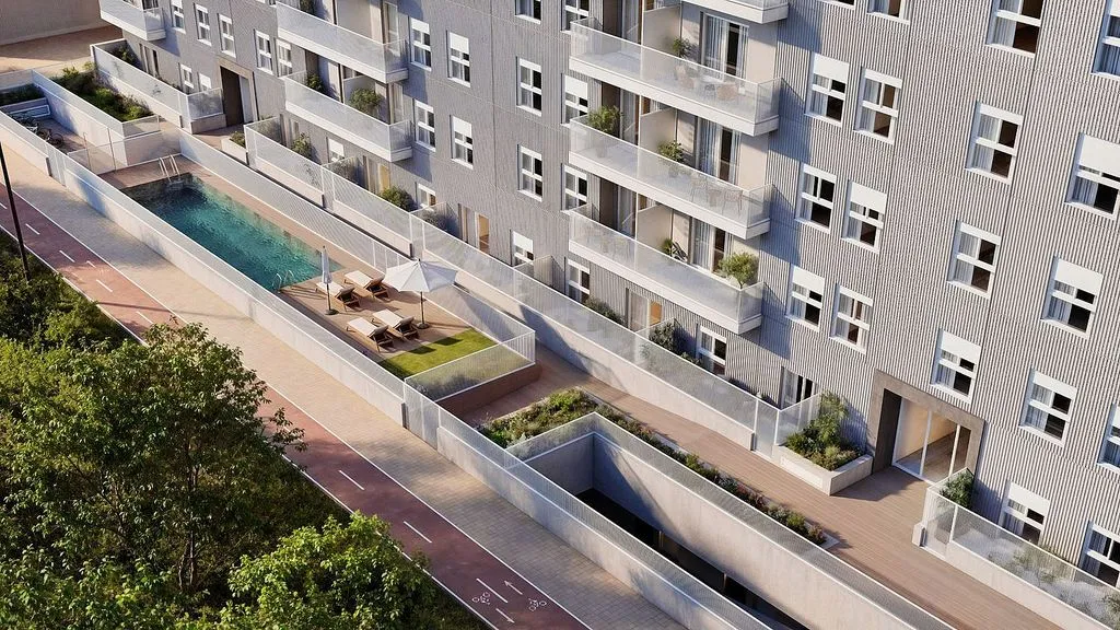 Aerial - New Flat with Pool in Sagunto