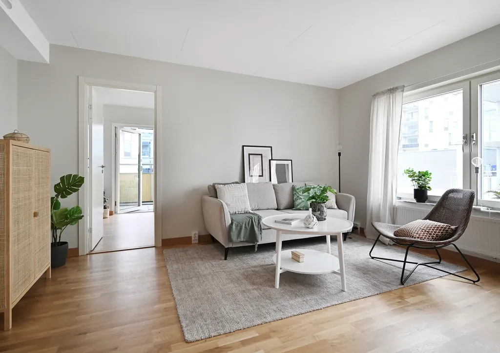 Living Room - Apartment with West-Facing Balcony in Väsby