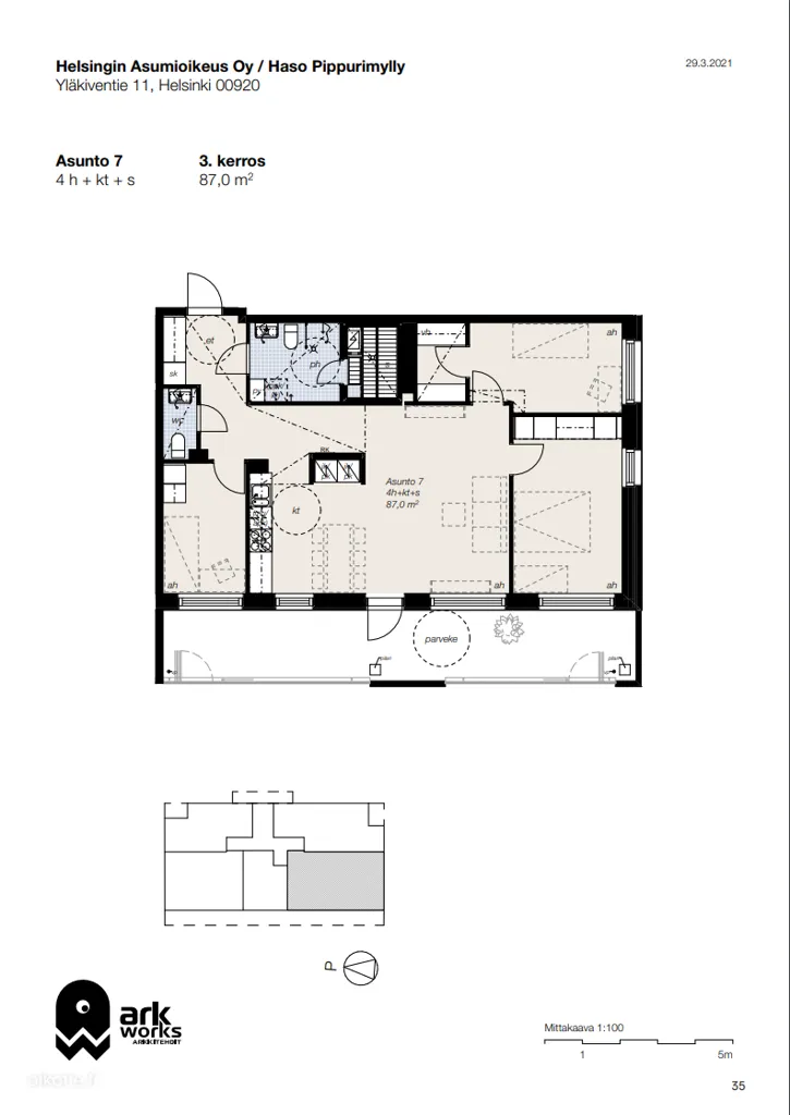Plan - Modern Flat with Balcony in Myllypuron