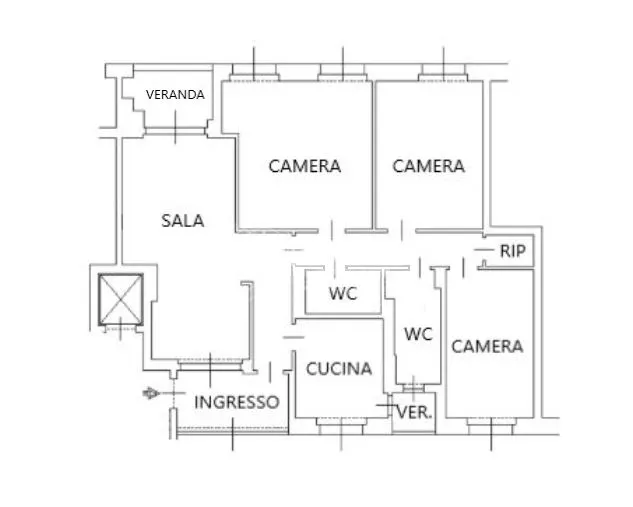 Plan - 4-Room Apartment with Balcony in Milan