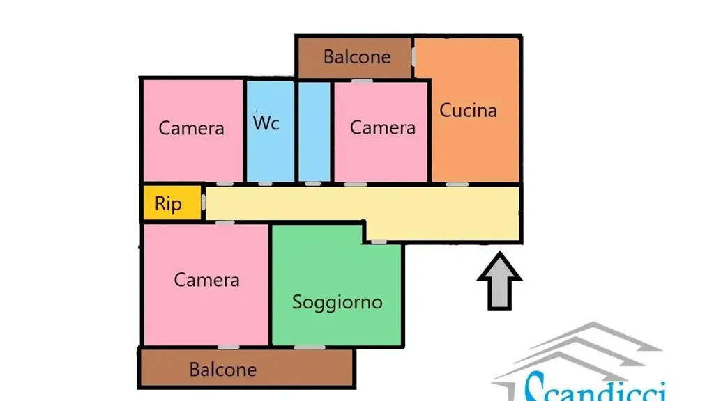 Planimetria - Bright Apartment with Balcony in Florence