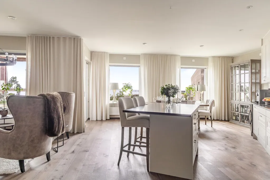 Köök - Seafront Apartment with Balcony in Bacchus