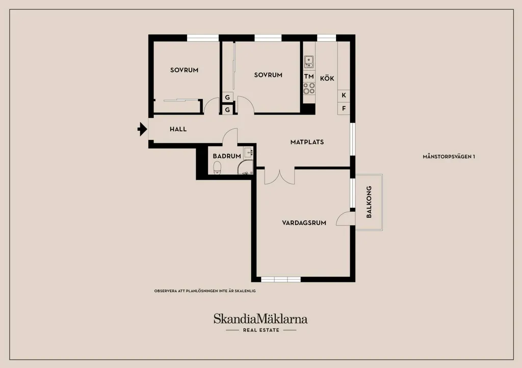 Planimetria - Apartment with South-Facing Balcony in Tullingeberg