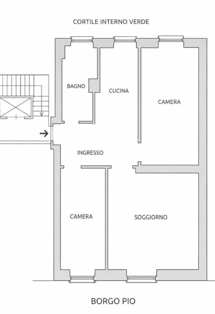 Planimetria - Luxury Apartment with Double Aspect in Borgo Pio, Rome