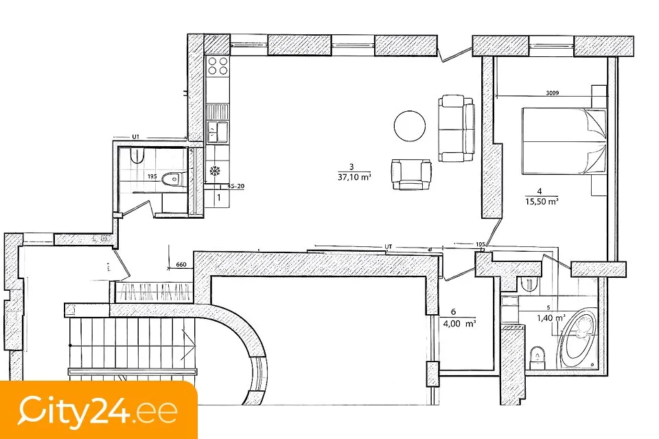 Planimetria - Two-Bedroom Flat in Riga City Centre