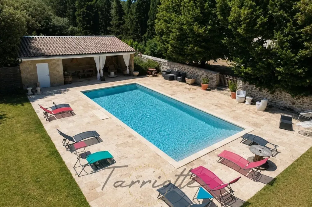 Vue aérienne - Mas en Pierre avec Piscine près de Grignan