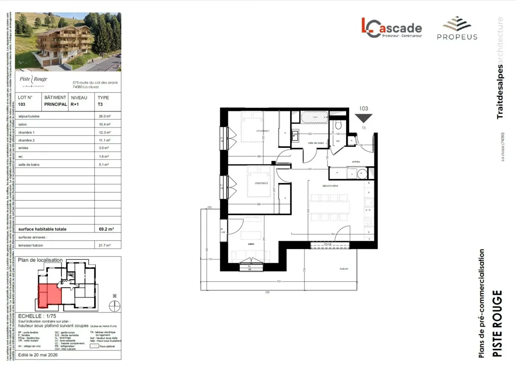 Planimetria - Contemporary Flat with Terrace in La Clusaz
