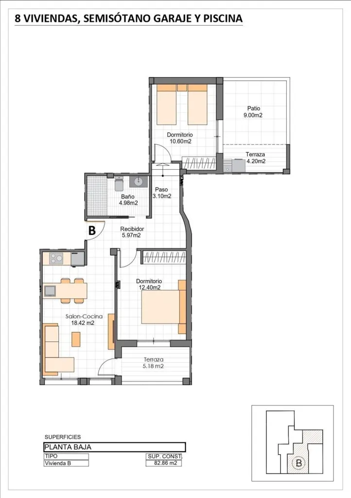Plan - New Build Apartment with Pool in Lo Pagan