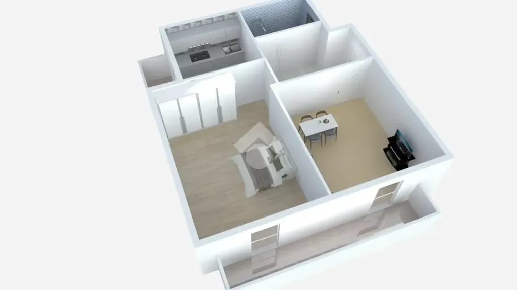 Plan - Two-Bedroom Apartment with Balcony in Rome