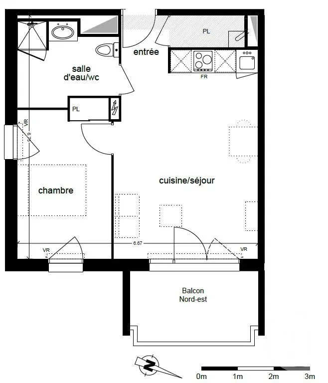 Planimetria - Modern Apartment with Balcony in Biscarrosse