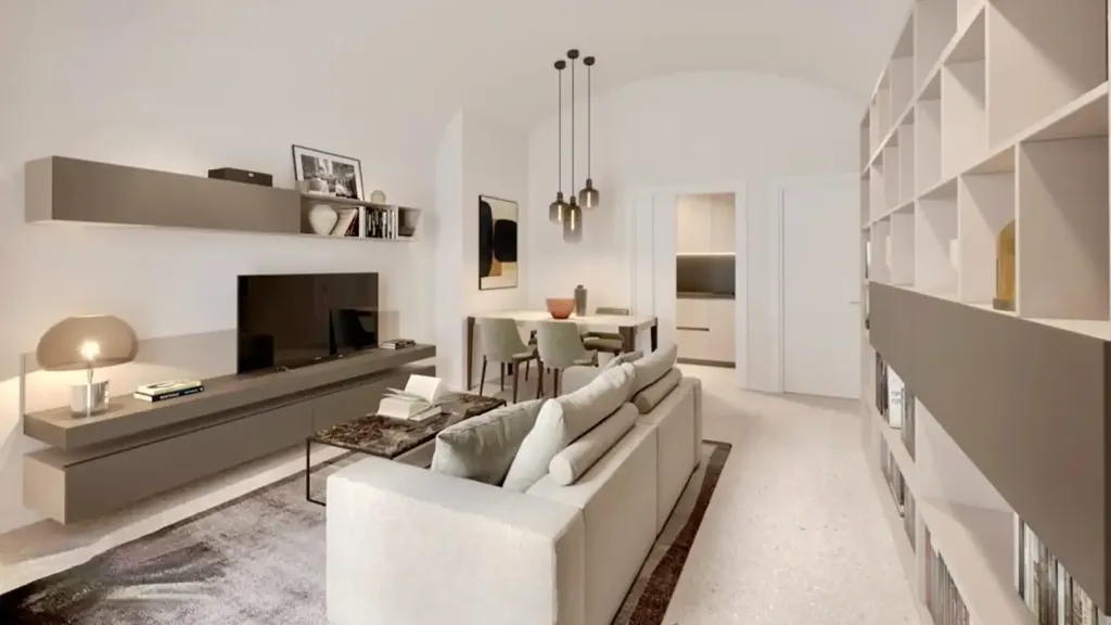 Living Room - Rustic-Style Apartment with Private Garden in Pisa