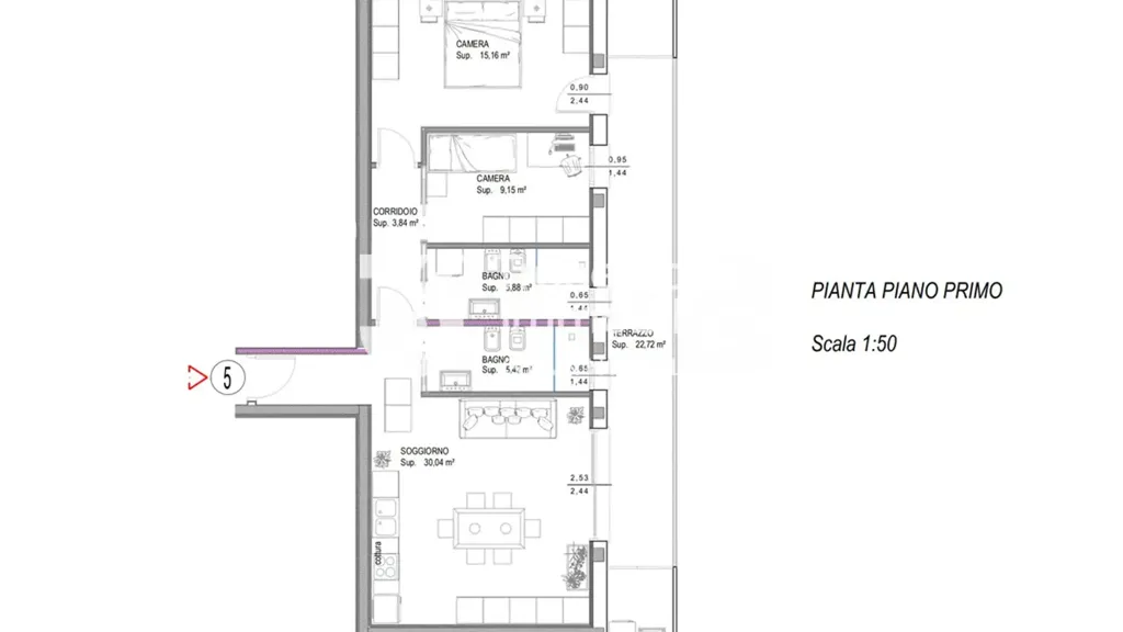 Plan - Trilocale with Terrace in Istrana