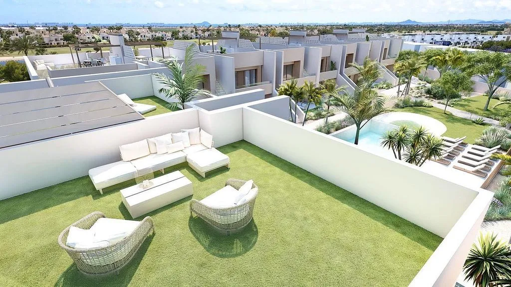 Vue aérienne - Semi-detached House with Pool in San Javier
