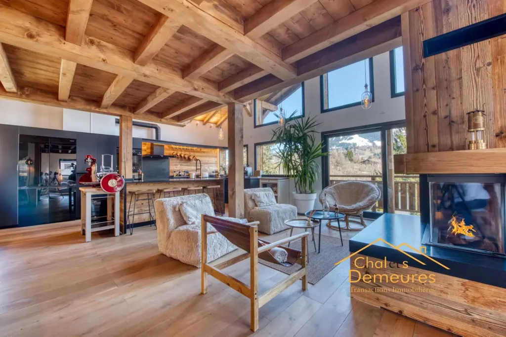 Séjour - Chalet Neuf avec Vue Panoramique à Megève