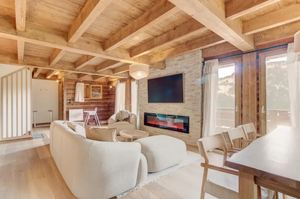 Séjour - Chalet Rénové avec Vue Pistes à Isola 2000