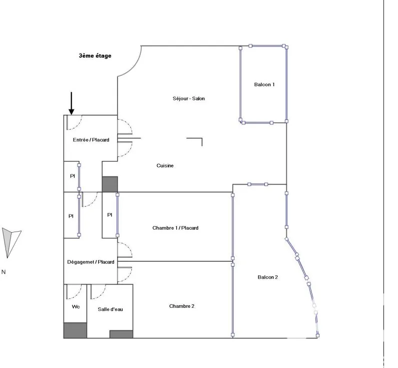 Plan - Appartement T3 avec Terrasses à Grenoble