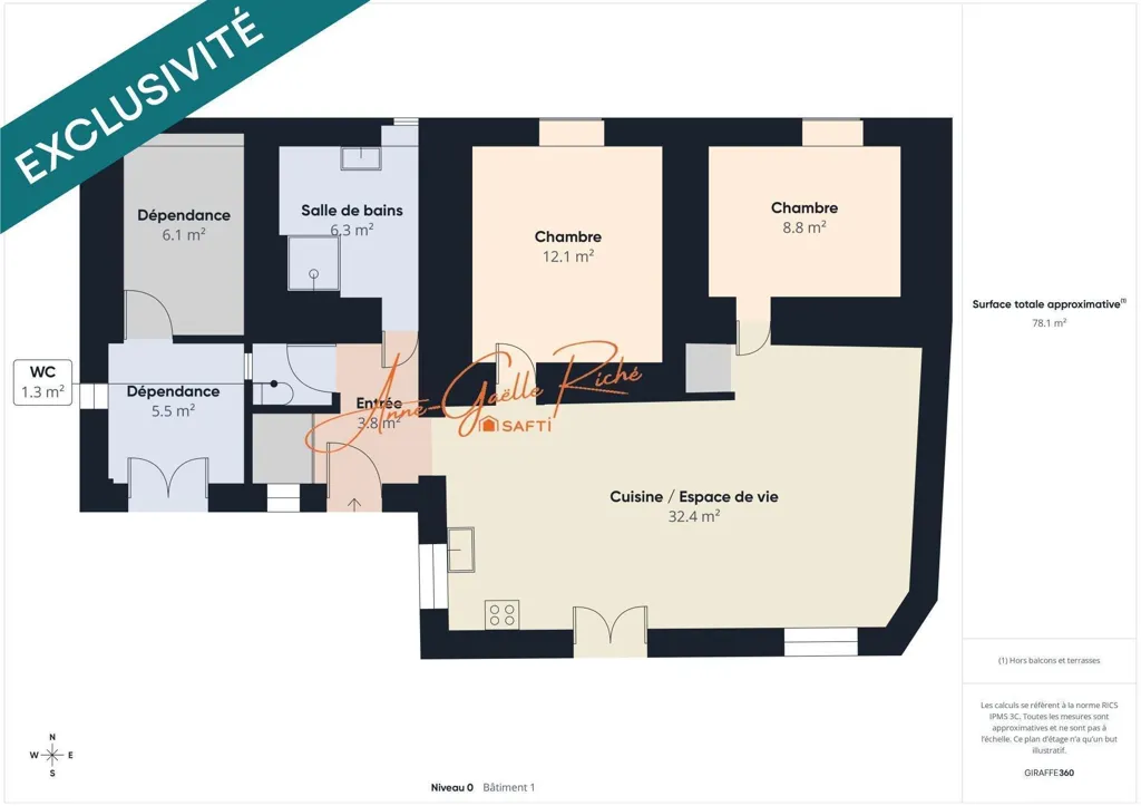 Floor Plan - Charentaise House with Garden in Balanzac