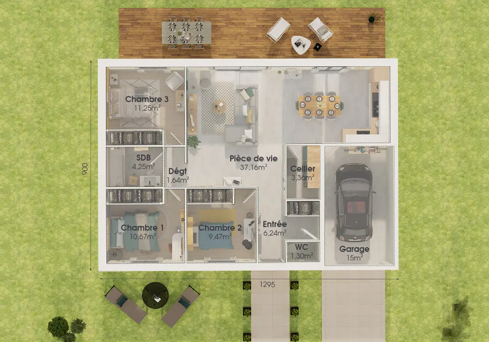 Floor Plan - New 4-Bedroom House with Garden in Douvrin